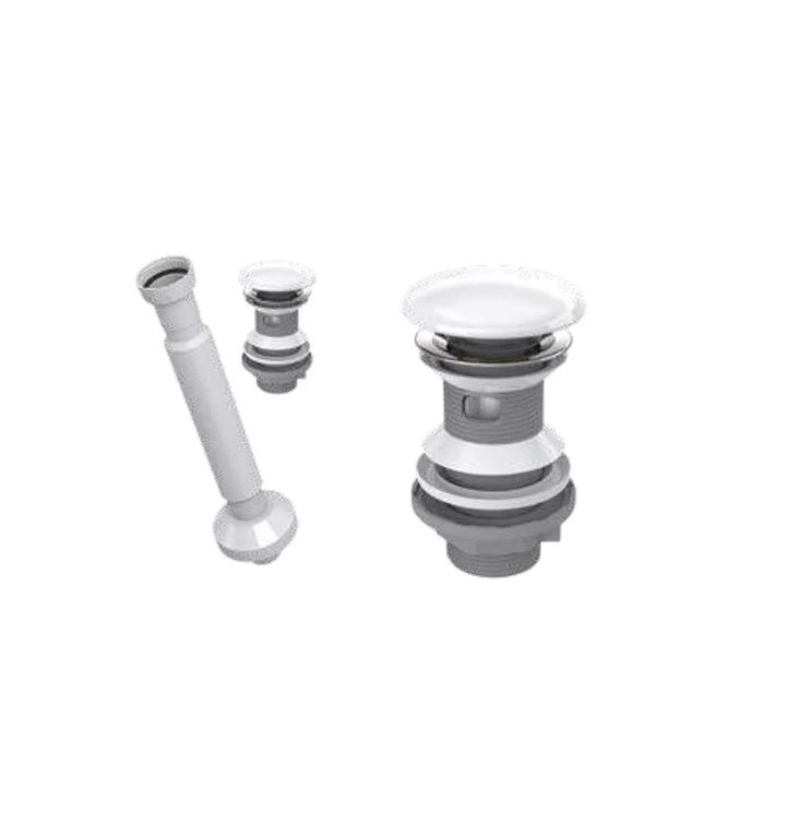 Elixir Pop Up Sifon Seramik Başlıklı Beyaz ve Körüklü Gider Borusu Taşma Delikli